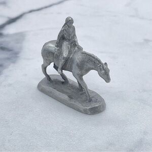Vintage 1986 Rawcliffe Pewter Sculpture Native American on Horse
